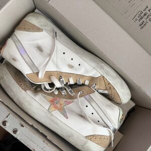 Golden Goose Cream Pouch with Black Lettering